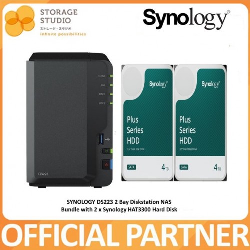 SYNOLOGY 2-Bay Diskstation DS223 Bundle with Synology HAT3300 2 x 4TB